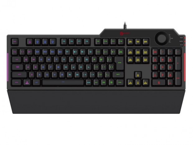 エレコム、ボリュームツマミやリストレスト一体型の大型ゲーミングキーボード発売