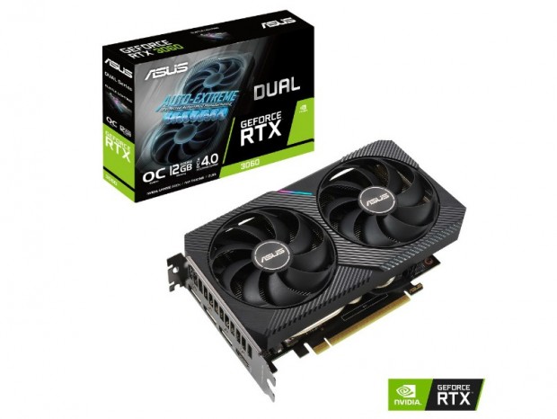 ASUS、カード長200mmのGeForce RTX 3060 OC「DUAL-RTX3060-O12G」