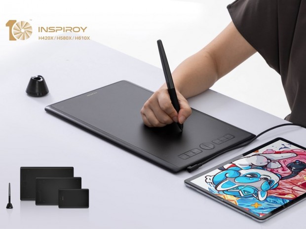 Huion、8,192段階筆圧感知の薄型・軽量ペンタブレット「Inspiroy H610X」など3製品