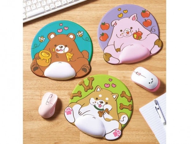エレコム、“もぐもぐでっぷり”と“もちもちフェイス”なリストレスト付きマウスパッド