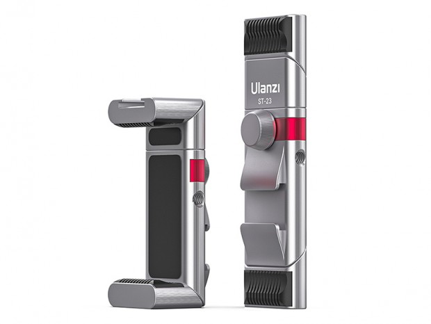 オールメタル製でガッチリ二重固定。上海問屋、スマートフォン用三脚マウントホルダー