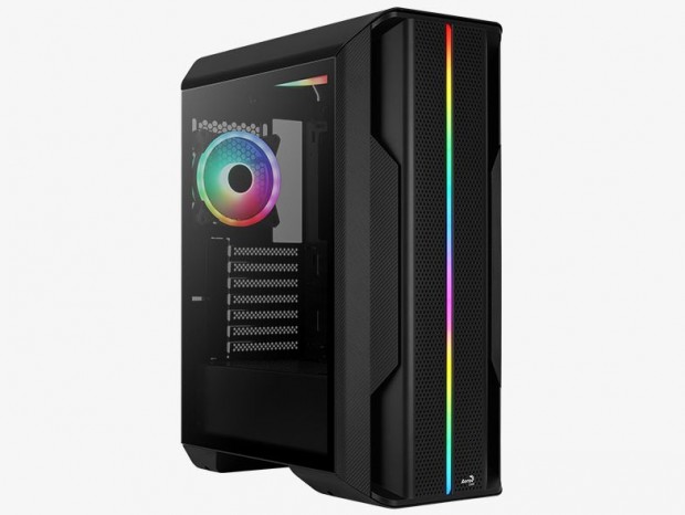 フロント全面に通気孔を備えた高エアフローミドルタワー、Aerocool「Splinter Duo」