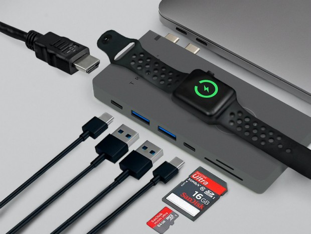 ワイヤレス充電機能も備えたMacBook専用8in1マルチポートハブ「Trooss」