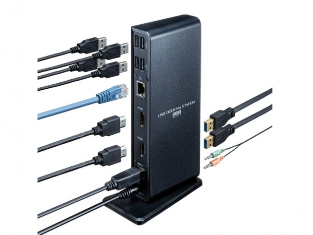 デュアルHDMI出力を備えたUSBドッキングステーションがサンワサプライから