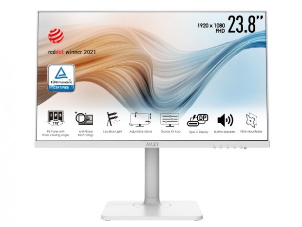 IPSパネル採用のビジネス向け23.8型フルHD液晶、MSI「Modern MD241P/PW」