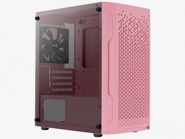 内外装ともピンクで統一したミニタワーPCケース、Aerocool「Trinity Mini Pink」
