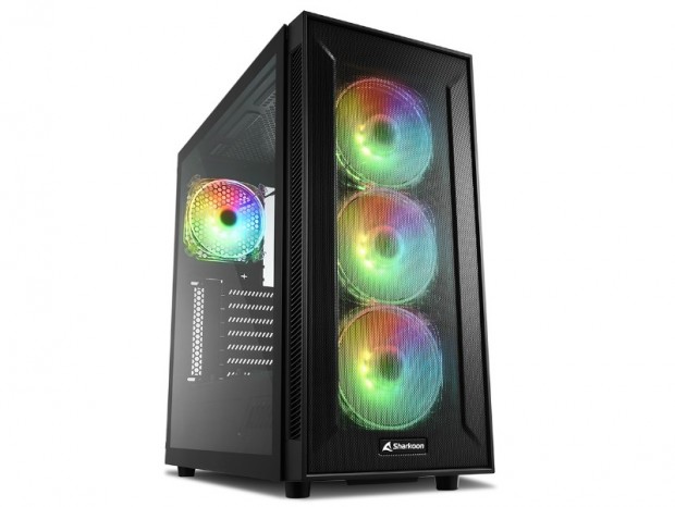 4基のARGBファンを搭載するフロントメッシュミドルタワー、SHARKOON「TG6M RGB」