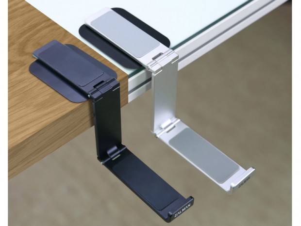 コンパクトに折りたためるアルミニウムヘッドホンハンガー、ZALMAN「Z Holder」