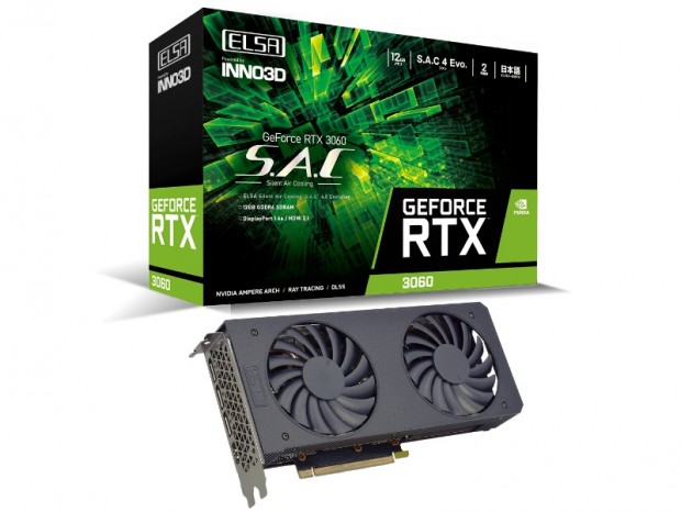 新型クーラーS.A.C 4 Evolution搭載の「ELSA GeForce RTX 3060 S.A.C /L」発売