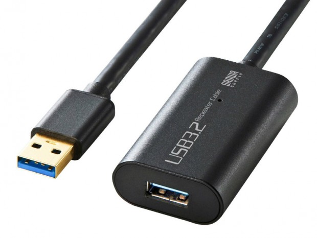 USB3.2 Gen.1信号を延長できるリピーターケーブル、サンワサプライ「KB-USB-R305」