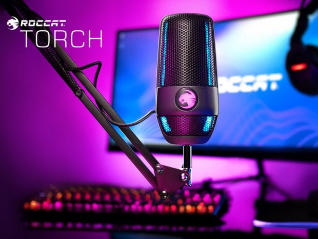 ROCCAT、ハイレゾ対応のデュアルコンデンサ搭載マイク「Torch」