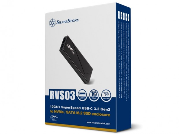 SilverStone、SATA/NVMe両対応のM.2 SSDポータブルケース「RVS03」