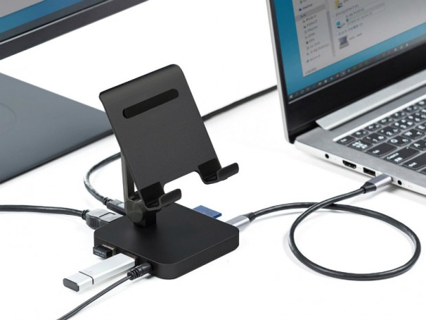 スマホ・タブレットスタンドにもなるUSB Type-Cドックがサンワサプライから