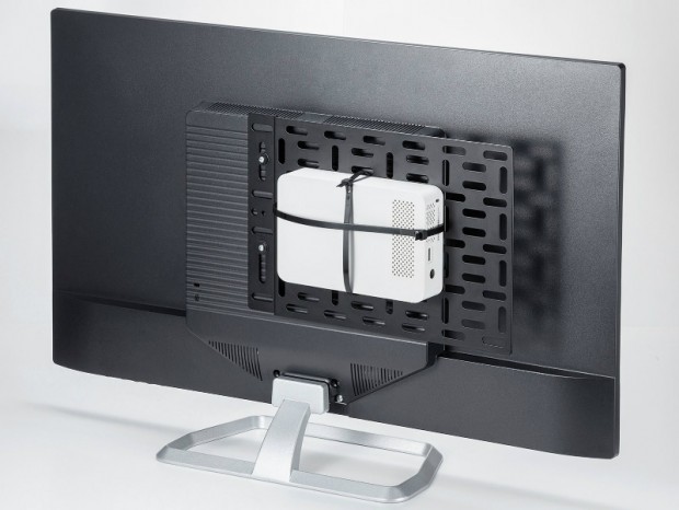 液晶ディスプレイ/TVの裏側に小型機器を装着するVESAプレートがサンワサプライから