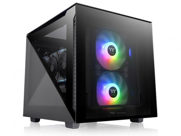 トライアングルサイドパネルのCube型MicroATXケース、Thermaltake「Divider 200 TG」