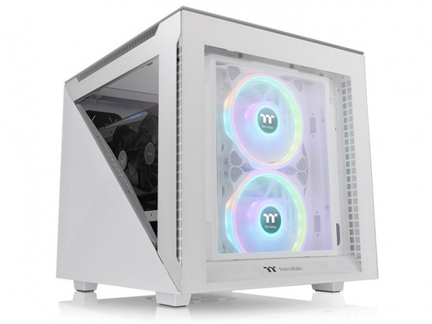 トライアングルサイドパネルのCube型MicroATXケース、Thermaltake「Divider 200 TG」