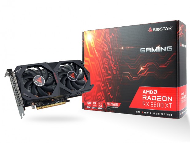 定格仕様のデュアルファンクーラー搭載Radeon RX 6600 XT、BIOSTAR「VA66T6TM81」