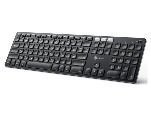 iClever、最大3台と同時接続できるMac/iOS向けワイヤレスキーボード「IC-BK24」