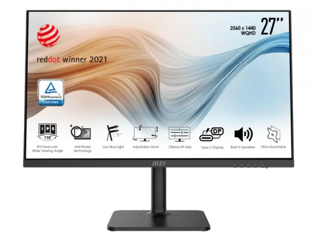 WQHD解像度に対応する27型IPSビジネス液晶、MSI「Modern MD271QP」
