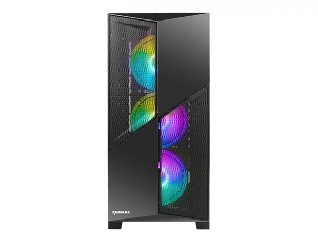 RAIDMAX、非対称フェイスのARGBファン内蔵ミドルタワーケース「X627」
