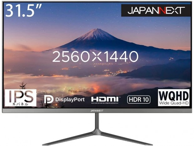 JAPANNEXT、WQHD解像度に対応する31.5型IPS液晶ディスプレイ「JN-IPS315WQHDR」
