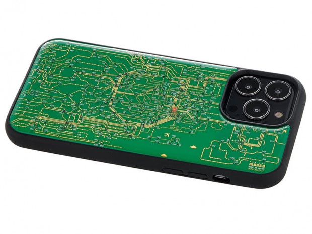 基板の配線パターンで描写したiPhone 13シリーズ用「東京回路線図デザイン」ケース