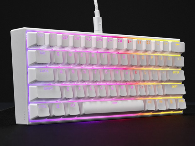 省スペース60%ゲーミングキーボード、CORSAIR「K65 RGB MINI White