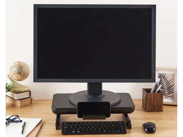 USBハブやスマホスタンドを備えたディスプレイ台がエレコムから発売