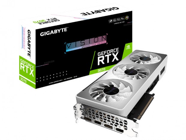 シルバーの3連ファンクーラーを搭載するGeForce RTX 3070がGIGABYTEから発売