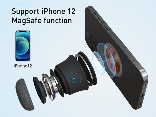 スマホに貼り付けて使えるMagSafeポータブルスピーカー「MiLi Mag-SoundMate」