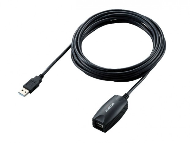 エレコム、USB2.0信号を最大20mまで延長できるエクステンダーケーブル「USB2-EXB50」