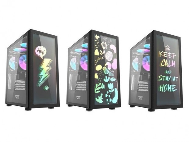 フロントパネルに落書きができるミドルタワーPCケース、darkFlash「DK210 Graffiti」
