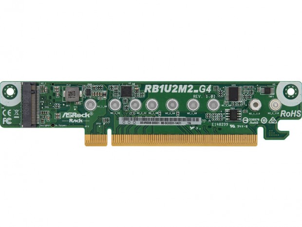 1Uサーバー対応のデュアルPCIe4.0 SSDライザーカード、ASRock Rack「RB1U2M2_G4」