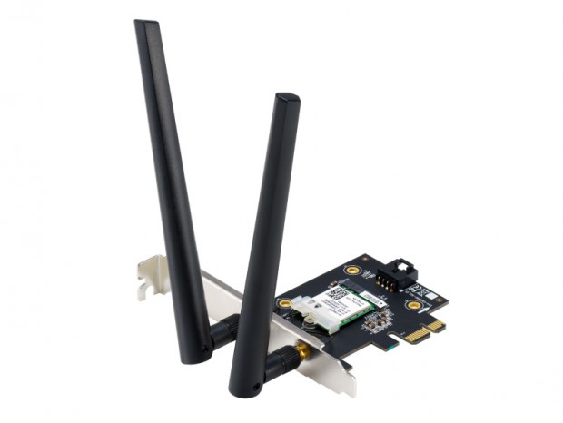 デュアルバンド対応のWi-Fi 6ワイヤレス拡張カード、ASUS「PCE-AX1800」