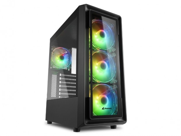 計4基の120mm ARGBファンを搭載するミドルタワーPCケース、SHARKOON「TK4 RGB」