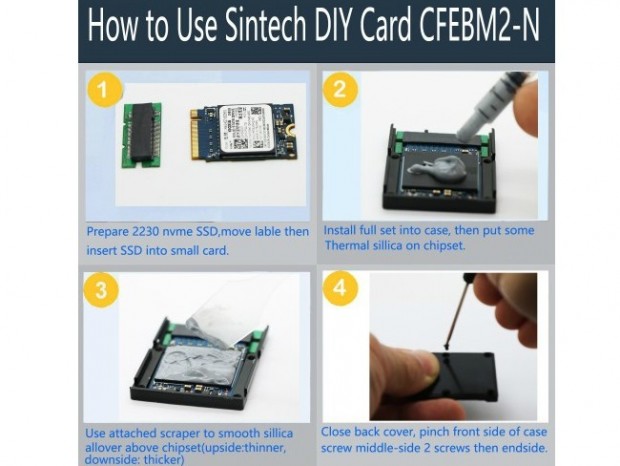 NVMe M.2 SSDをCFexpress Bに変換するメタルアダプタがSintechから