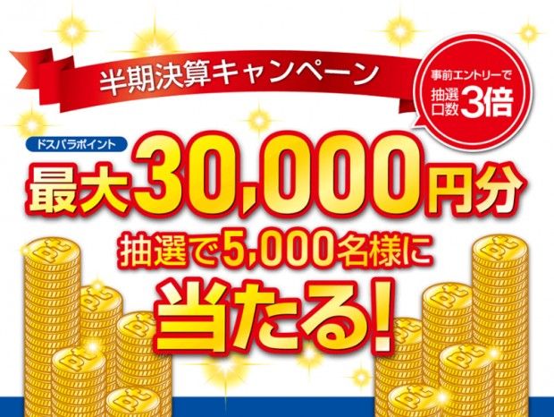 ドスパラ、最大30,000円分のポイントが当たる「半期決算キャンペーン」