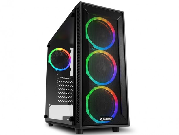 フロントメッシュ、左側面強化ガラスのミドルタワー、SHARKOON「TG4M RGB」