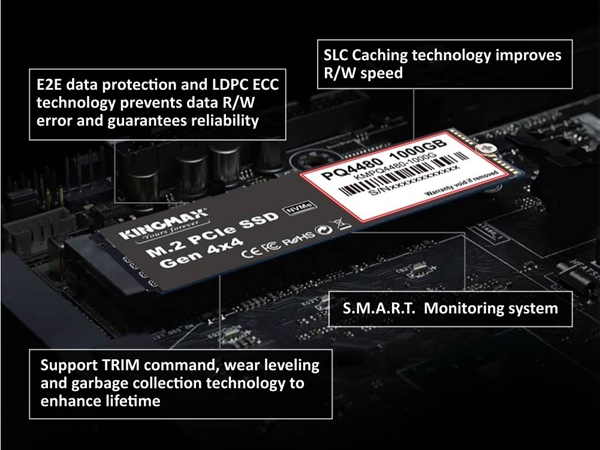 KINGMAX、MTBF200万時間のエントリーPCIe4.0 SSD「PQ4480」シリーズ
