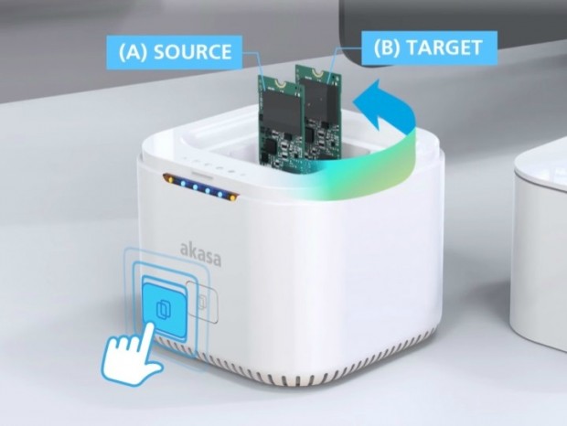 クローン機能を搭載するデュアルM.2 SSDスタンド、Akasa「DuoDock MX」