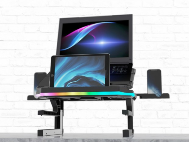 ノートPC、スマホ、タブレットを同時に置けるマルチスタンド、ENERMAX「R.T. STAND」