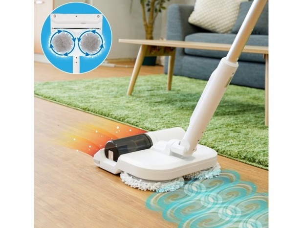 サンコー、サイクロン吸引しつつ水拭きできる電動モップ「拭く前吸っ太郎」発売