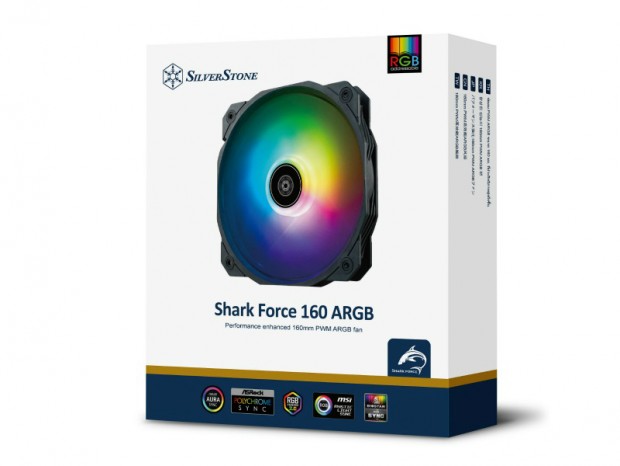 最大風量160CFMの160mm径ARGBファン、SilverStone「Shark Force 160 ARGB」