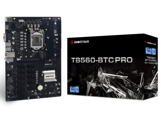 計12本のPCIeスロットを搭載するマイニング向けATXマザー、BIOSTAR「TB560-BTC PRO」