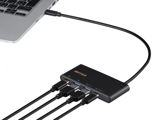 バッファロー、ノートPCの充電もできるUSB PD対応USB3.2 Gen.2ハブ発売