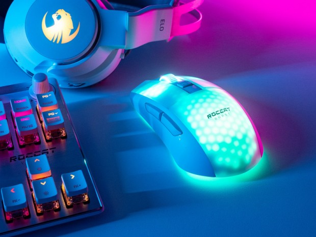 半透明なハニカム構造を採用した軽量ワイヤレスマウス、ROCCAT「Burst