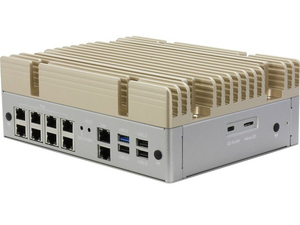 10ポートのギガビットLANを搭載する小型ファンレスPC、AAEON「BOXER-8254AI」