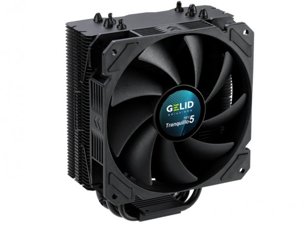 全身ブラックのスリムサイドフローCPUクーラー、GELID「REV.5 TRANQUILLO」