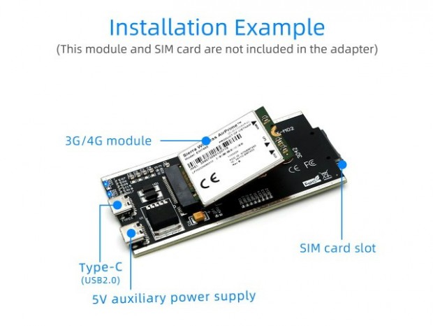 M.2接続の3G/4GモジュールをUSB化できる変換アダプタがSintechから