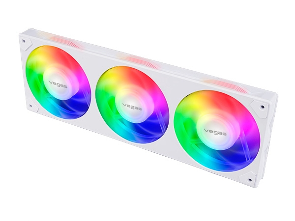 最大360mmのトリオモデルもある、Akasaの白い連結ARGBファン「Vegas A」シリーズ